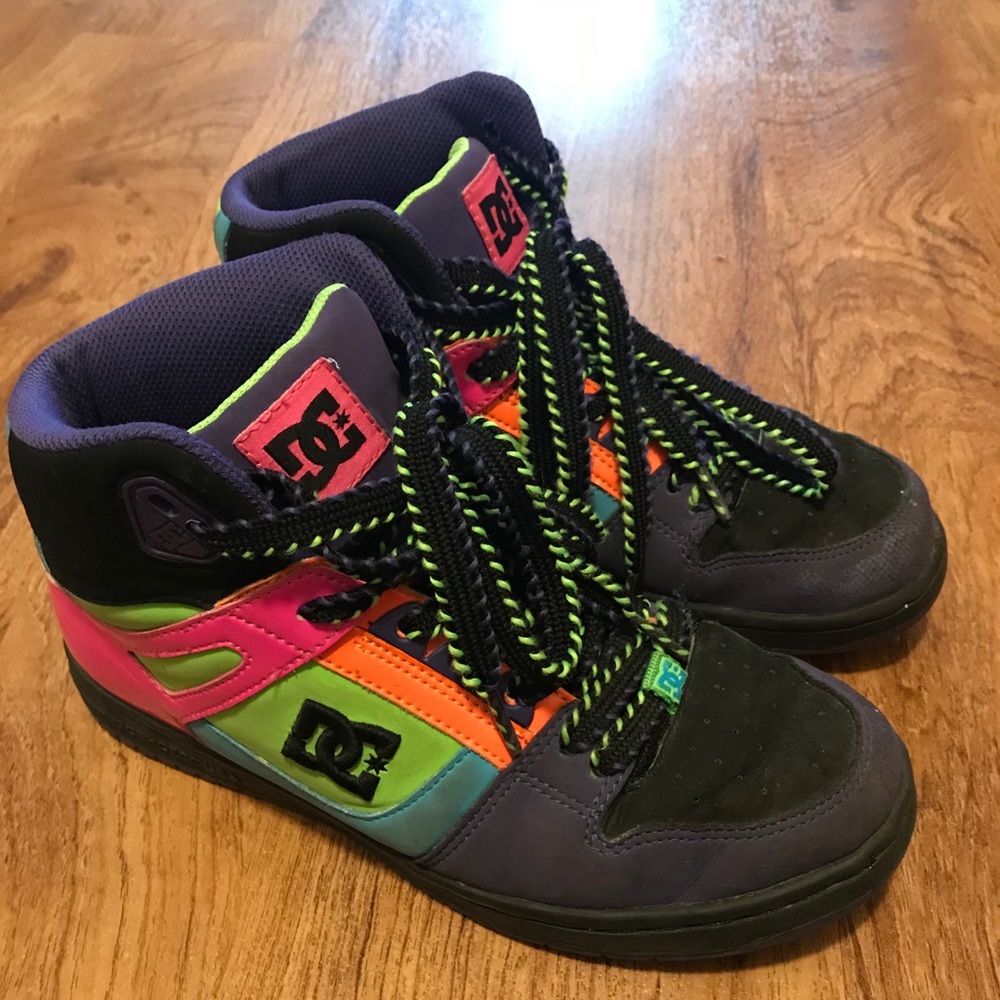 Neon Rainbow DC sneakers